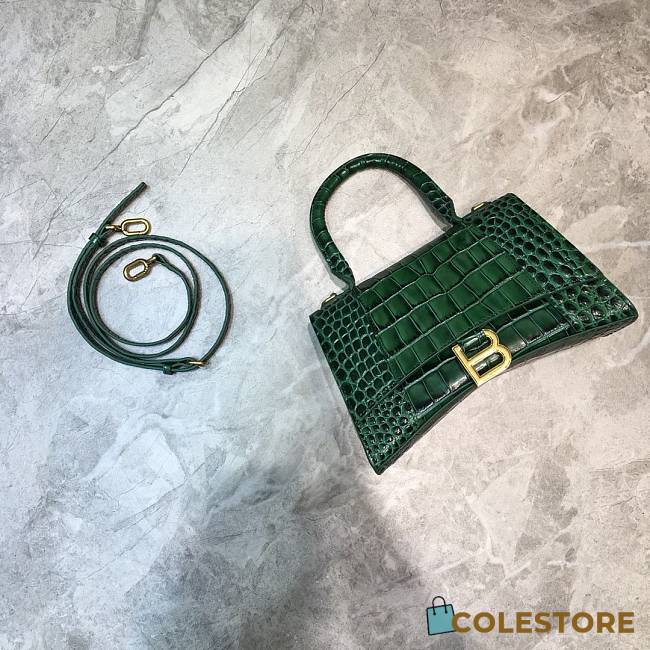 Colestore Balenciaga Small Hourglass Handle Bag In Green Forest Crocodile Leather 59354 Size 23x10x14cm - 1