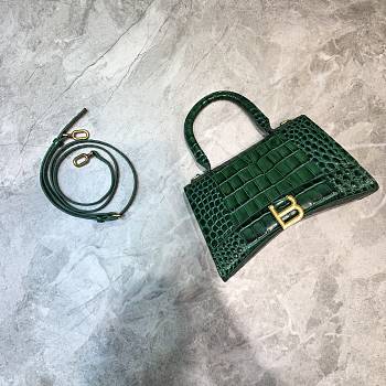 Colestore Balenciaga Small Hourglass Handle Bag In Green Forest Crocodile Leather 59354 Size 23x10x14cm