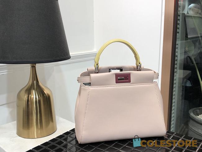 Fendi Mini Peekaboo Iconic Crossbody Bag With Yellow Strap 8BN24 Size 23cm - 1