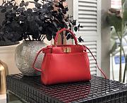 Fendi Mini Peekaboo Iconic Crossbody Bag In Red 8BN24 Size 23cm - 5