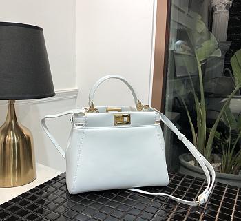 Fendi Mini Peekaboo Iconic Crossbody Bag In White 8BN24 Size 23cm