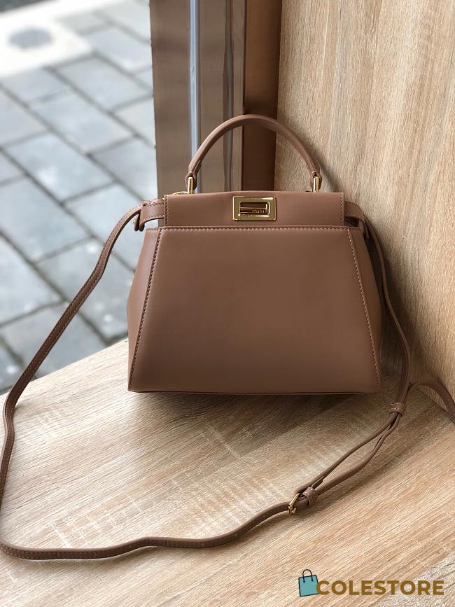 Fendi Mini Peekaboo Iconic Crossbody Bag In Brown 8BN24 Size 23cm - 1