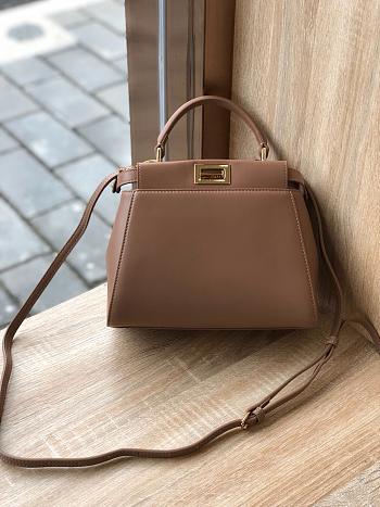 Fendi Mini Peekaboo Iconic Crossbody Bag In Brown 8BN24 Size 23cm