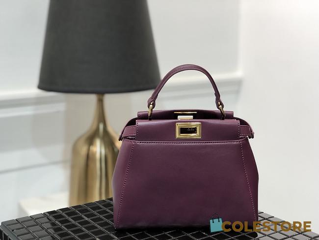 Fendi Mini Peekaboo Iconic Crossbody Bag In Wine 8BN24 Size 23cm - 1