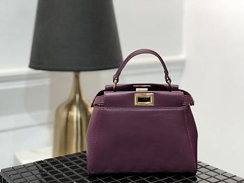 Fendi Mini Peekaboo Iconic Crossbody Bag In Wine 8BN24 Size 23cm
