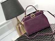 Fendi Mini Peekaboo Iconic Crossbody Bag In Wine 8BN24 Size 23cm - 6
