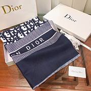 Dior Blue Oblique Scarf In Navy Blue Wool and Cashmere Knit 91CDO  - 2