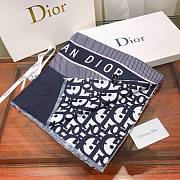 Dior Blue Oblique Scarf In Navy Blue Wool and Cashmere Knit 91CDO  - 4