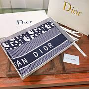 Dior Blue Oblique Scarf In Navy Blue Wool and Cashmere Knit 91CDO  - 6