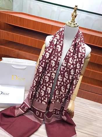 Dior Oblique Diortwin Square Scarf In Burgundy 15DOB