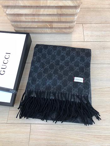 Dior Scarf In Blue&Black Blended Cashmere Knit