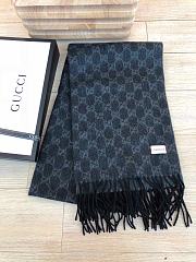 Dior Scarf In Blue&Black Blended Cashmere Knit - 3