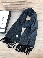 Dior Scarf In Blue&Black Blended Cashmere Knit - 5