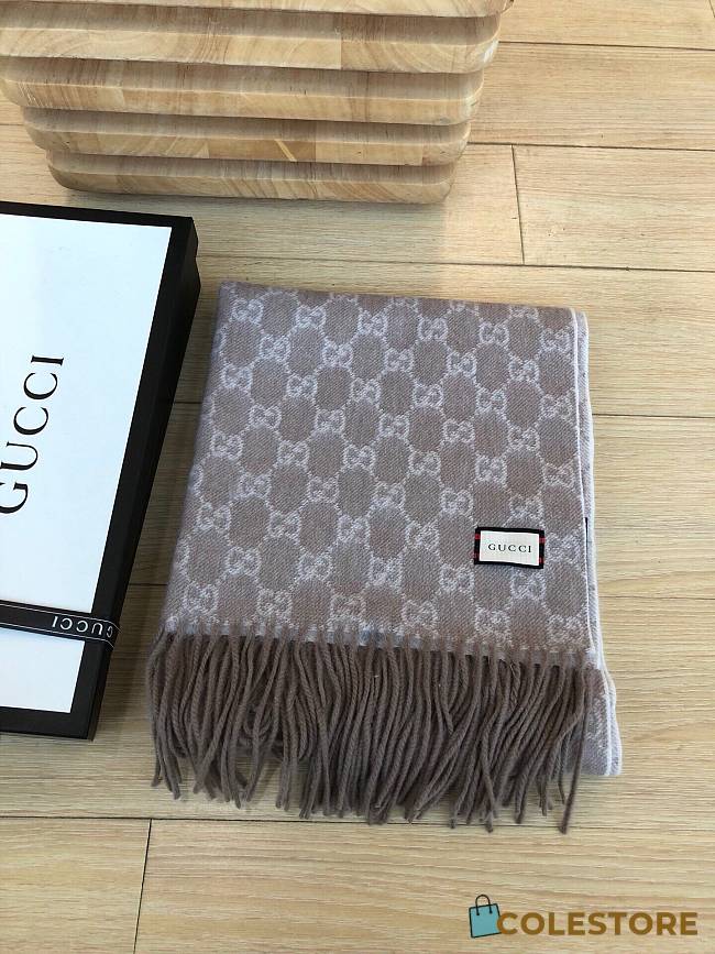 Dior Scarf In Brown&White Blended Cashmere Knit - 1