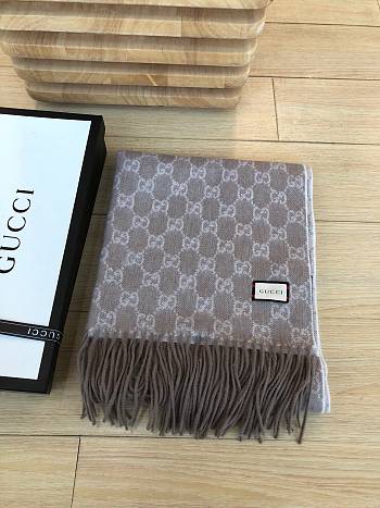 Dior Scarf In Brown&White Blended Cashmere Knit