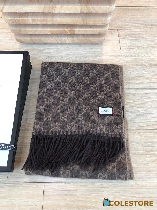 Dior Scarf In Brown&Dark Blended Cashmere Knit - 1