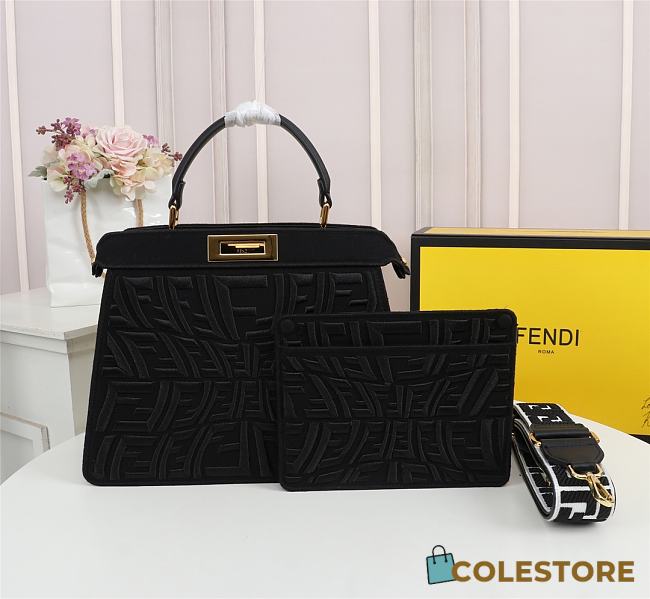Fendi Peekaboo ISEEU FF Logo In Black 7VA52 Size 33cm - 1