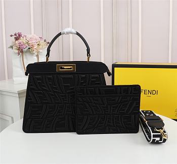 Fendi Peekaboo ISEEU FF Logo In Black 7VA52 Size 33cm