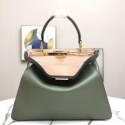 Fendi Peekaboo Medium Green Leather Bag 8BN29 Size 33.5x25.5x13cm - 1