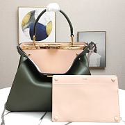 Fendi Peekaboo Medium Green Leather Bag 8BN29 Size 33.5x25.5x13cm - 3