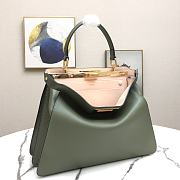 Fendi Peekaboo Medium Green Leather Bag 8BN29 Size 33.5x25.5x13cm - 4