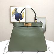 Fendi Peekaboo Medium Green Leather Bag 8BN29 Size 33.5x25.5x13cm - 5
