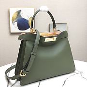 Fendi Peekaboo Medium Green Leather Bag 8BN29 Size 33.5x25.5x13cm - 6