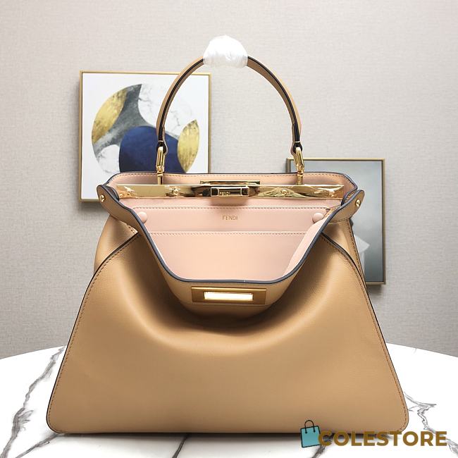 Fendi Peekaboo Medium Yellow Leather Bag 8BN29 Size 33.5x25.5x13cm - 1