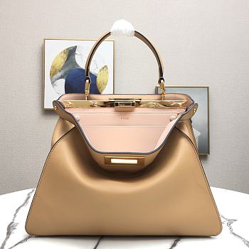 Fendi Peekaboo Medium Yellow Leather Bag 8BN29 Size 33.5x25.5x13cm