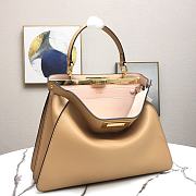Fendi Peekaboo Medium Yellow Leather Bag 8BN29 Size 33.5x25.5x13cm - 6