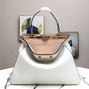 Fendi Peekaboo Medium White Leather Bag 8BN29 Size 33.5x25.5x13cm - 1
