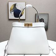 Fendi Peekaboo Medium White Leather Bag 8BN29 Size 33.5x25.5x13cm - 3
