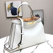 Fendi Peekaboo Medium White Leather Bag 8BN29 Size 33.5x25.5x13cm - 2