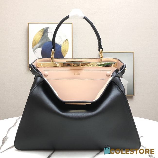 Fendi Peekaboo Medium Black Leather Bag 8BN29 Size 33.5x25.5x13cm - 1