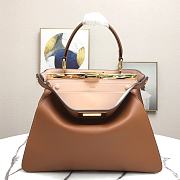 Fendi Peekaboo Medium Brown Leather Bag 8BN29 Size 33.5x25.5x13cm - 1
