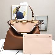 Fendi Peekaboo Medium Brown Leather Bag 8BN29 Size 33.5x25.5x13cm - 5