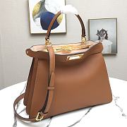 Fendi Peekaboo Medium Brown Leather Bag 8BN29 Size 33.5x25.5x13cm - 3