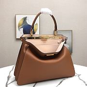 Fendi Peekaboo Medium Brown Leather Bag 8BN29 Size 33.5x25.5x13cm - 4
