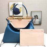 Fendi Peekaboo Medium Blue Leather Bag 8BN29 Size 33.5x25.5x13cm - 2