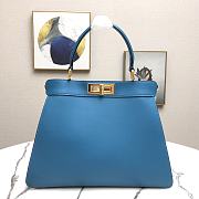 Fendi Peekaboo Medium Blue Leather Bag 8BN29 Size 33.5x25.5x13cm - 3