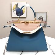 Fendi Peekaboo Medium Blue Leather Bag 8BN29 Size 33.5x25.5x13cm - 4