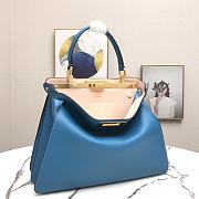 Fendi Peekaboo Medium Blue Leather Bag 8BN29 Size 33.5x25.5x13cm - 5