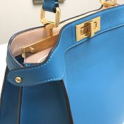 Fendi Peekaboo Medium Blue Leather Bag 8BN29 Size 33.5x25.5x13cm - 6