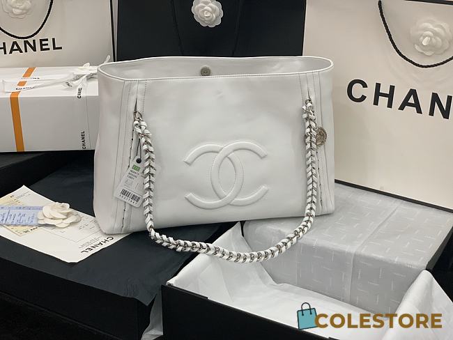 Chanel Large Tote Bag 2021 In White AS8473 Size 42X29X12CM - 1