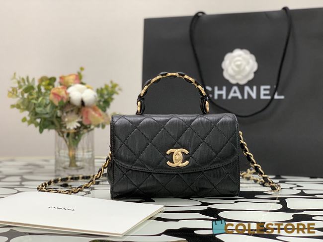 Chanel Mini CC Leather Wrapped In Black Handle Bag AS2431 Size 20cm - 1