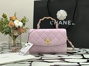 Chanel Mini CC Leather Wrapped In Pink Handle Bag AS2431 Size 20cm - 1