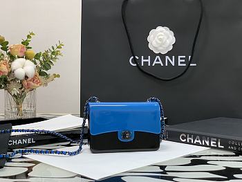 Chanel Plexi Coco Evening Bag Black Metal & Light Blue AS2534 Size 11cm