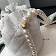Chanel Mini Pearl Chain Drawstring Bag In White AS2529  - 5