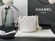 Chanel Mini Pearl Chain Drawstring Bag In White AS2529  - 4