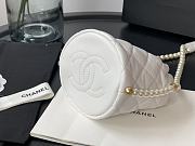 Chanel Mini Pearl Chain Drawstring Bag In White AS2529  - 3